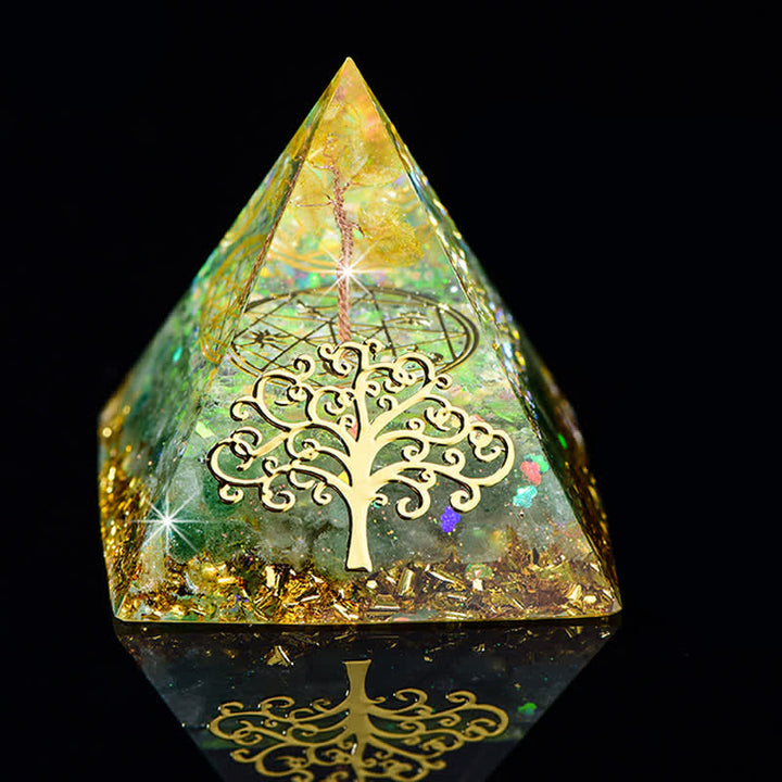 Pirámide de orgón de piedra natural con forma de árbol de la vida de 6 cm de Olivenorma