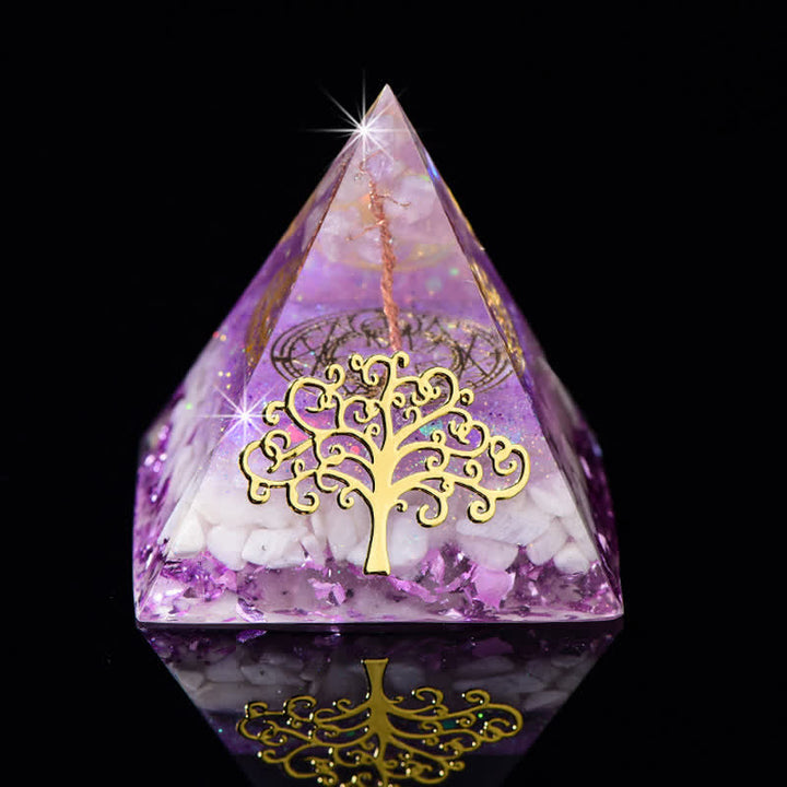 Pirámide de orgón de piedra natural con forma de árbol de la vida de 6 cm de Olivenorma