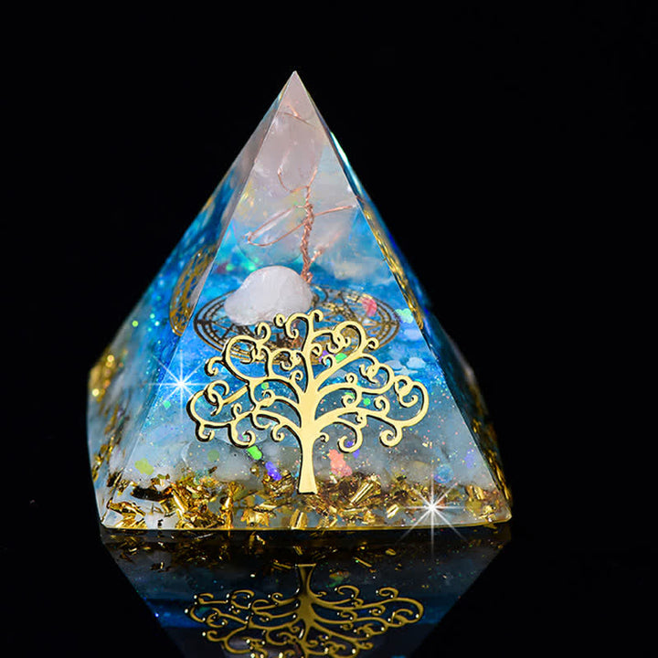 Pirámide de orgón de piedra natural con forma de árbol de la vida de 6 cm de Olivenorma