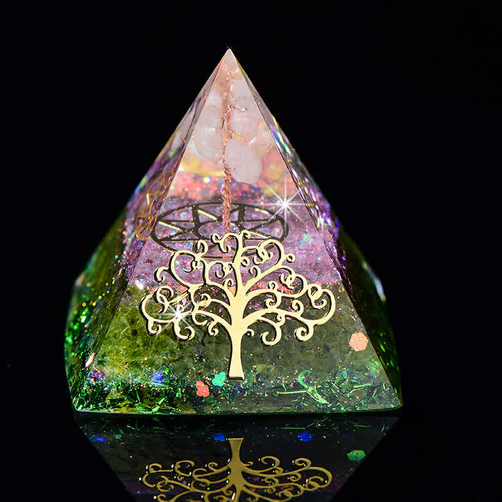 Pirámide de orgón de piedra natural con forma de árbol de la vida de 6 cm de Olivenorma
