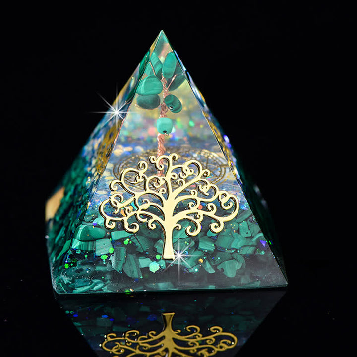 Pirámide de orgón de piedra natural con forma de árbol de la vida de 6 cm de Olivenorma