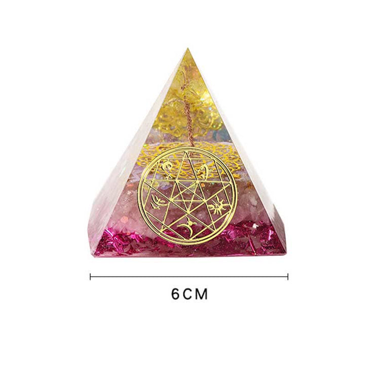 Pirámide de orgón de piedra natural con forma de árbol de la vida de 6 cm de Olivenorma