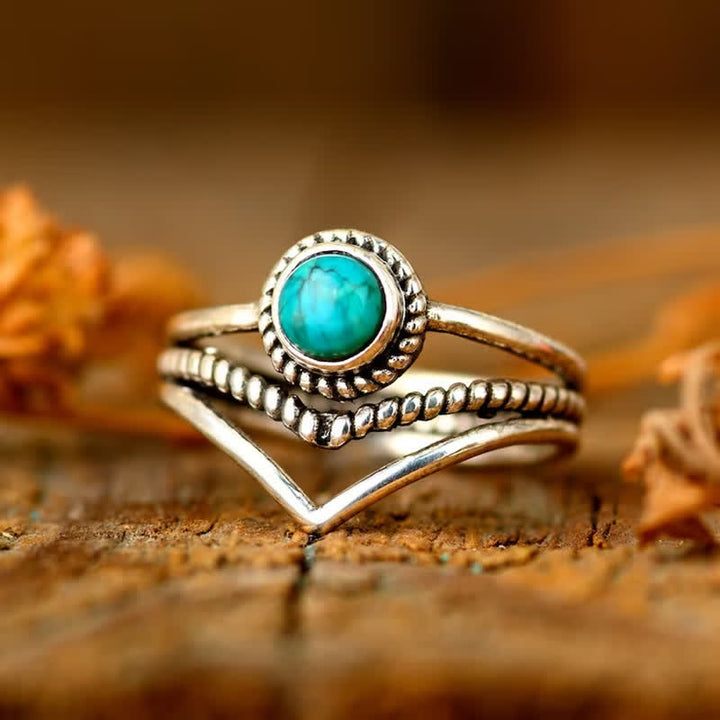 Anillo de turquesa hueco de moda Olivenorma