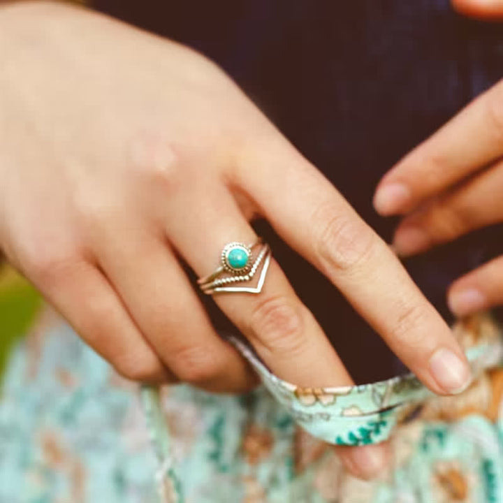 Anillo de turquesa hueco de moda Olivenorma