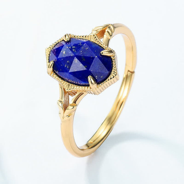 Juego de anillos de doble capa con lapislázuli y circonita blanca de Olivenorma