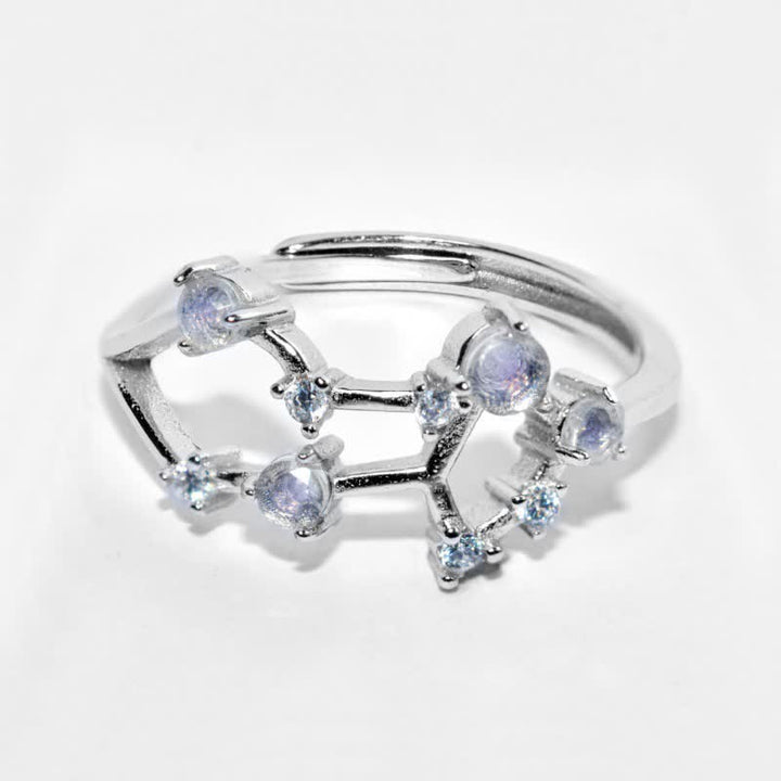 Anillo con símbolo del zodiaco de piedra lunar natural de Olivenorma