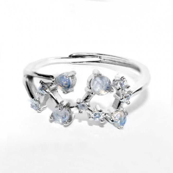 Anillo con símbolo del zodiaco de piedra lunar natural de Olivenorma