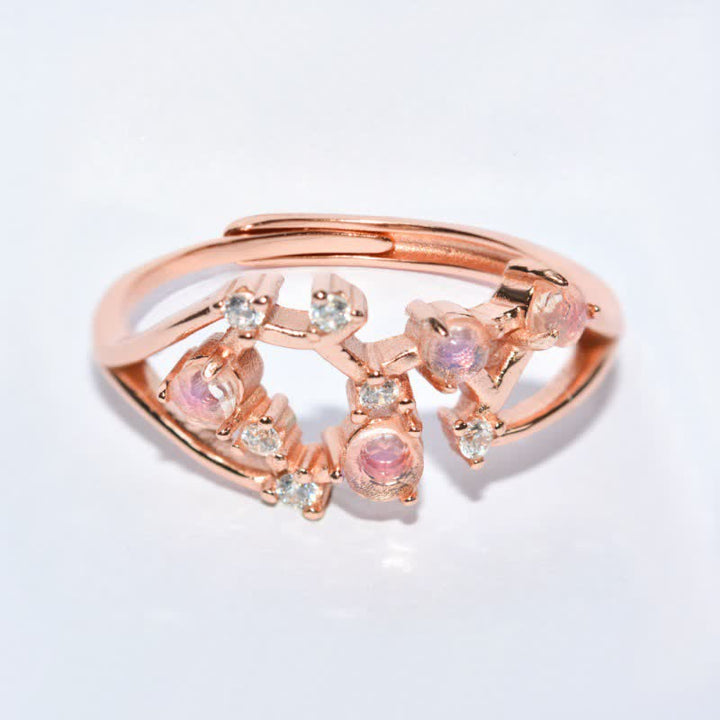 Anillo con símbolo del zodiaco de piedra lunar natural de Olivenorma