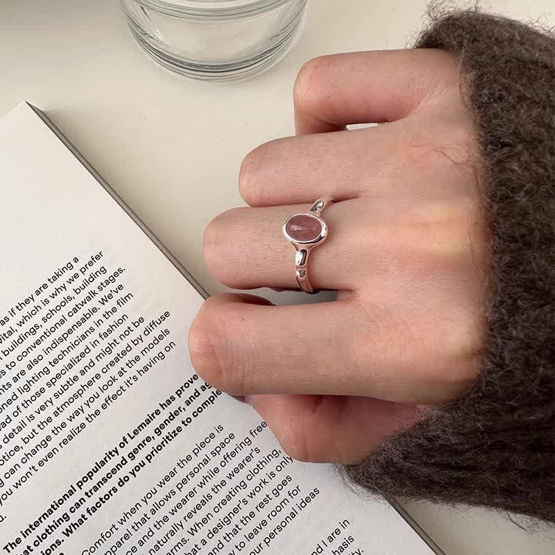 Anillo ajustable de cuarzo fresa ovalado de Olivenorma