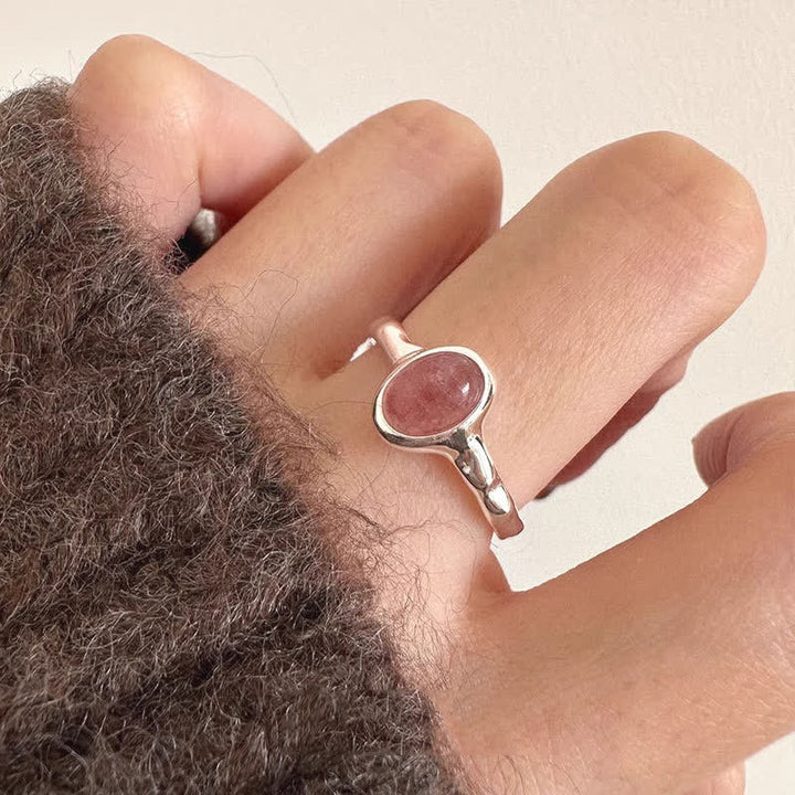 Anillo ajustable de cuarzo fresa ovalado de Olivenorma