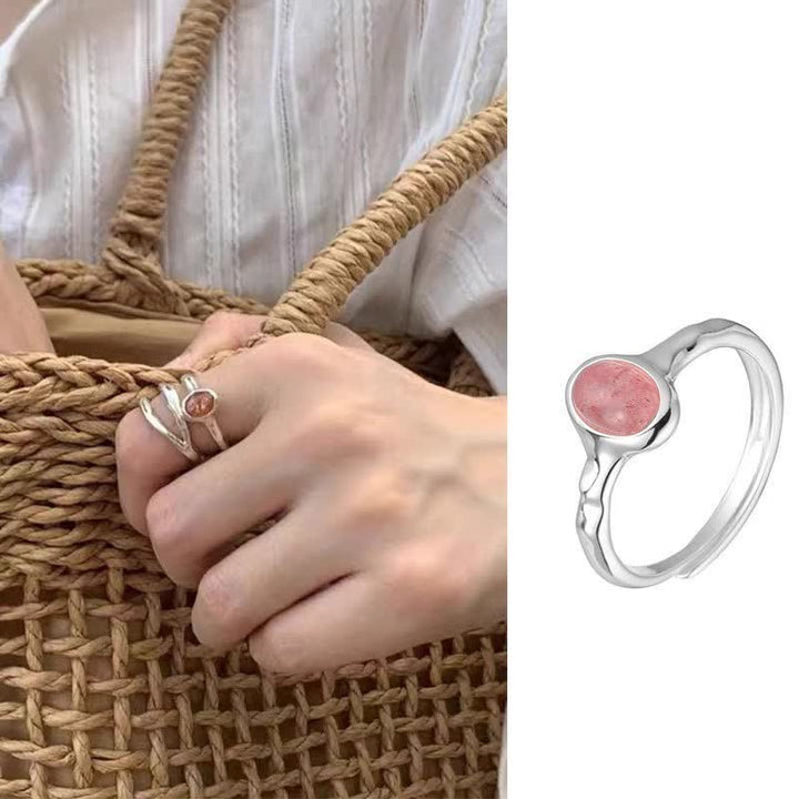 Anillo ajustable de cuarzo fresa ovalado de Olivenorma