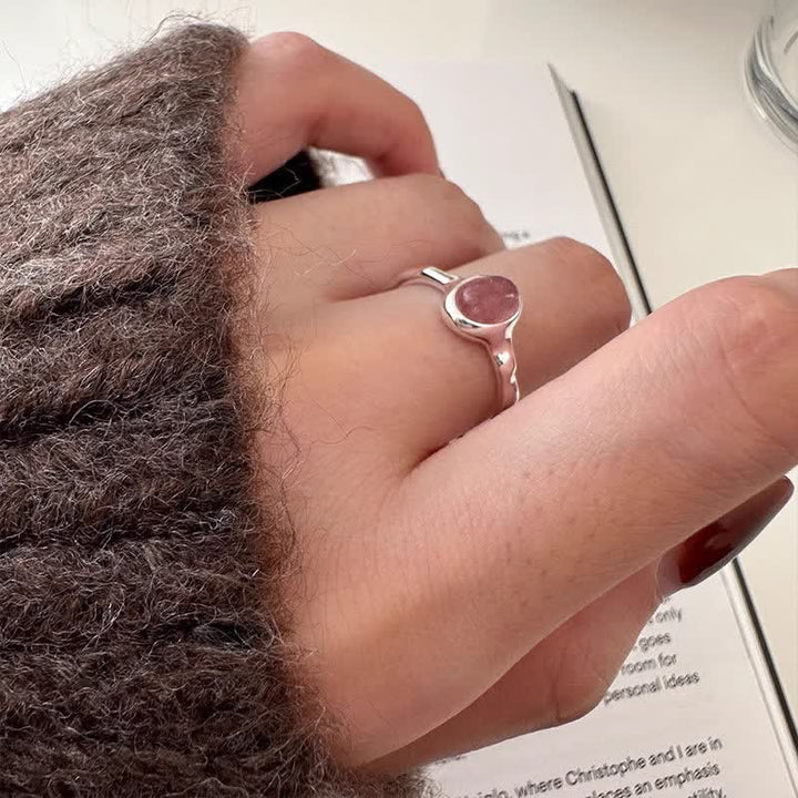 Anillo ajustable de cuarzo fresa ovalado de Olivenorma