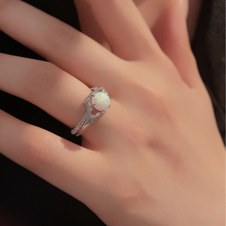 Anillo de lujo con luz de ópalo natural de Olivenorma