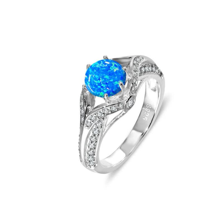 Anillo de lujo con ópalo azul natural de Olivenorma