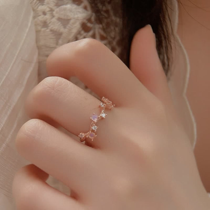 Anillo de síntesis planetaria de piedra lunar natural Olivenorma