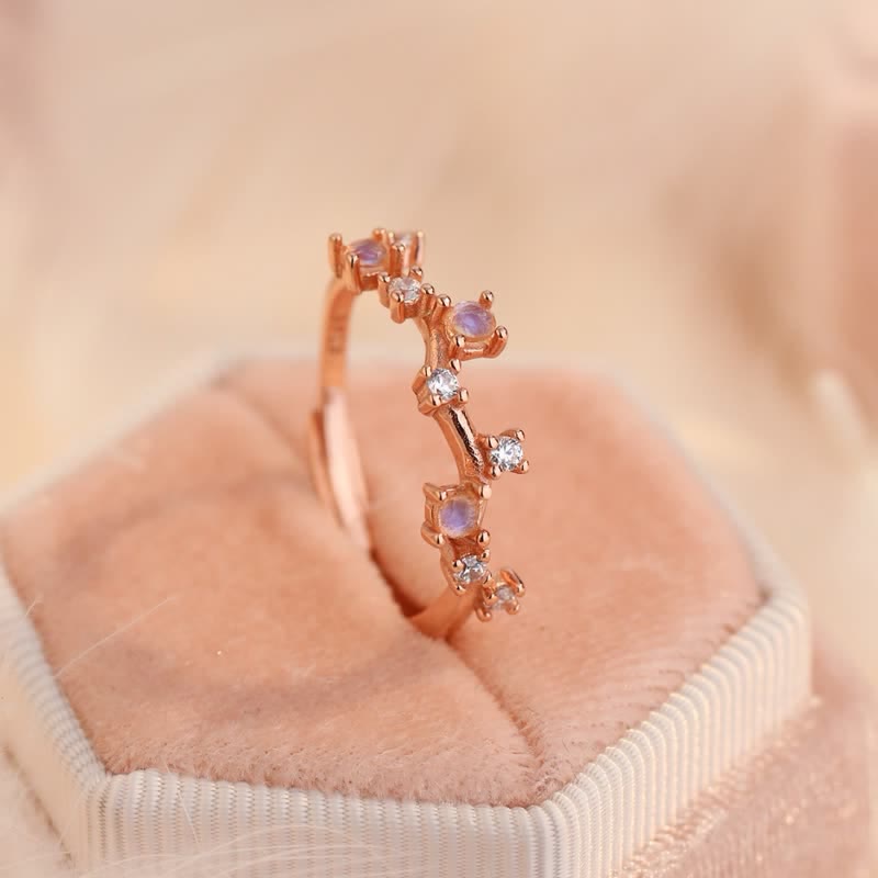 Anillo de síntesis planetaria de piedra lunar natural Olivenorma