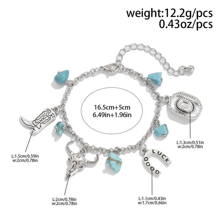 Pulsera y collar estilo vaquero bohemio con turquesa de Olivenorma