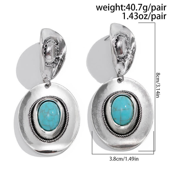 Pendientes y collar con colgante exagerado de turquesa natural de Olivenorma