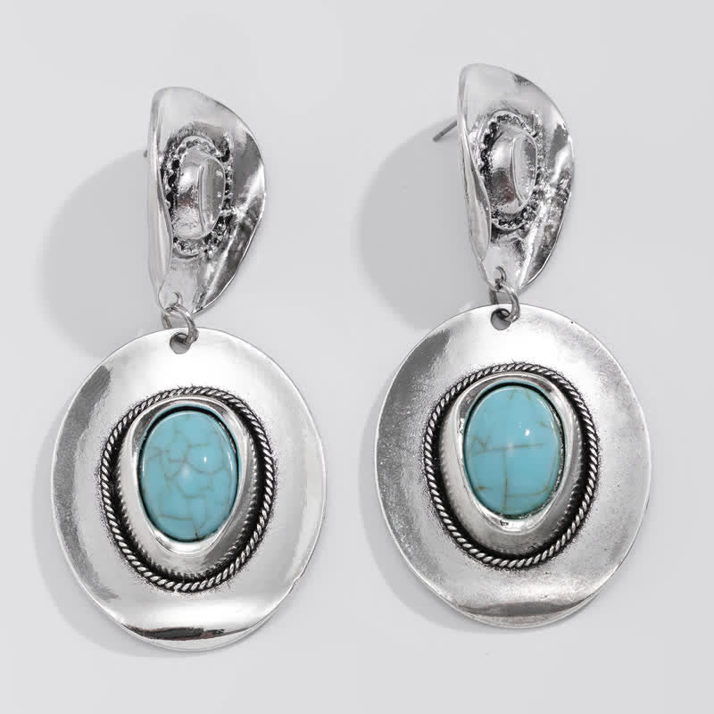 Pendientes y collar con colgante exagerado de turquesa natural de Olivenorma