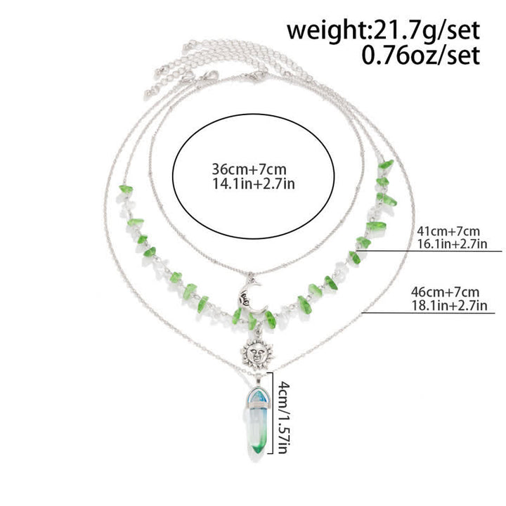 Collar con forma de sol y árbol de la vida con cuentas de grava étnicas de Olivenorma
