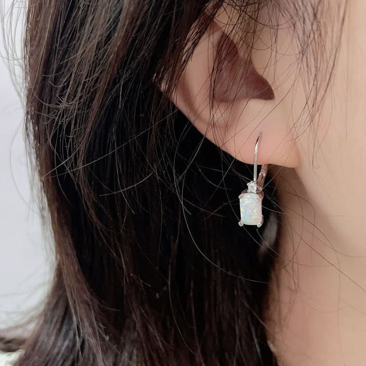 Pendientes de ópalo cuadrado en plata 925 de Olivenorma