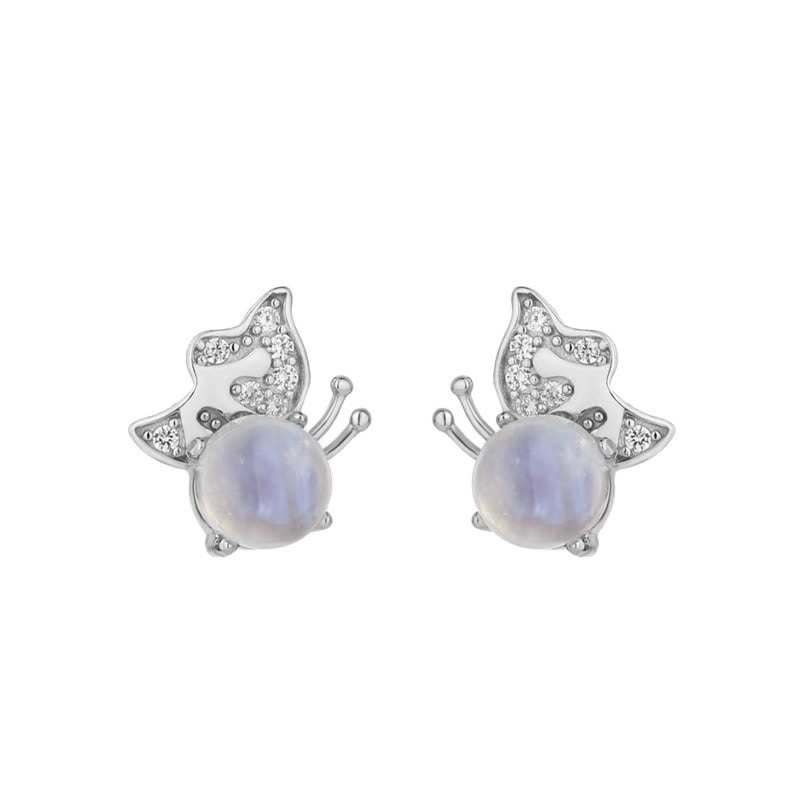 Pendientes de piedra lunar en forma de mariposa de plata 925 de Olivenorma