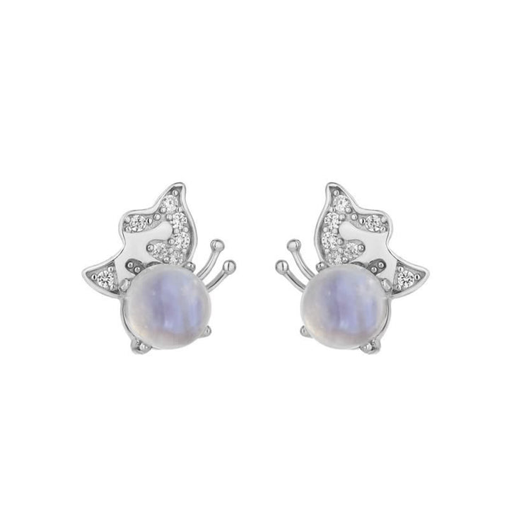 Pendientes de piedra lunar en forma de mariposa de plata 925 de Olivenorma