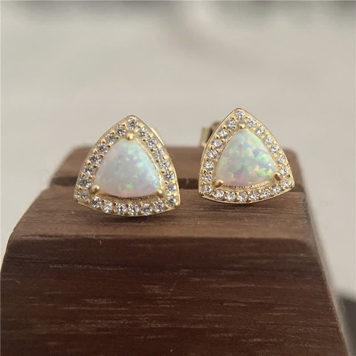 Pendientes de ópalo en forma de triángulo de plata 925 de Olivenorma