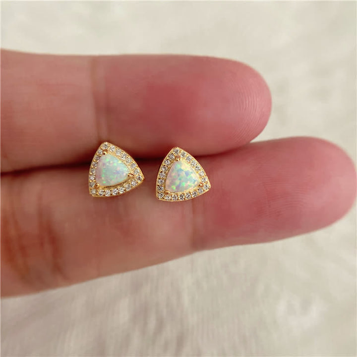 Pendientes de ópalo en forma de triángulo de plata 925 de Olivenorma