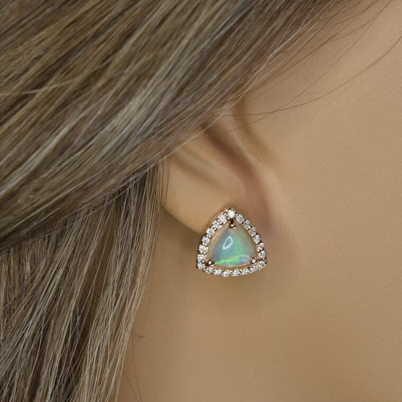 Pendientes de ópalo en forma de triángulo de plata 925 de Olivenorma