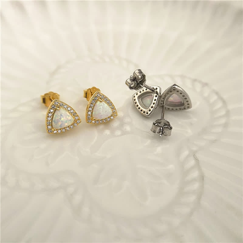 Pendientes de ópalo en forma de triángulo de plata 925 de Olivenorma