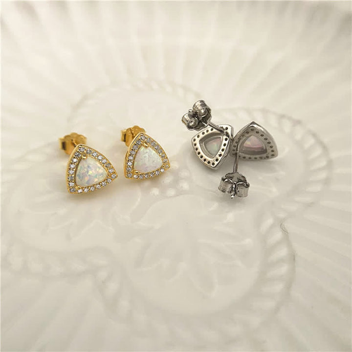 Pendientes de ópalo en forma de triángulo de plata 925 de Olivenorma