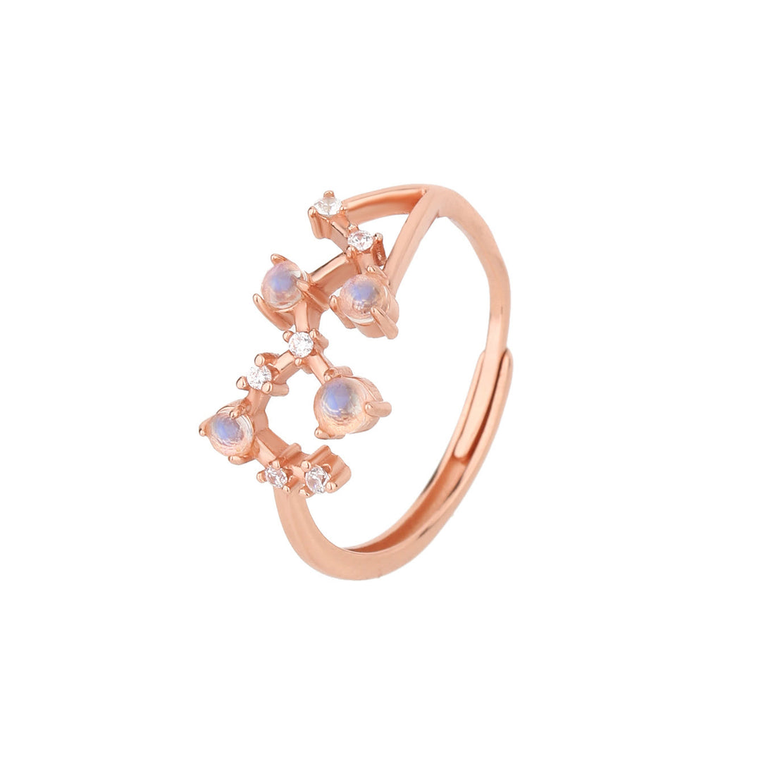 Anillo con símbolo del zodiaco de piedra lunar natural de Olivenorma