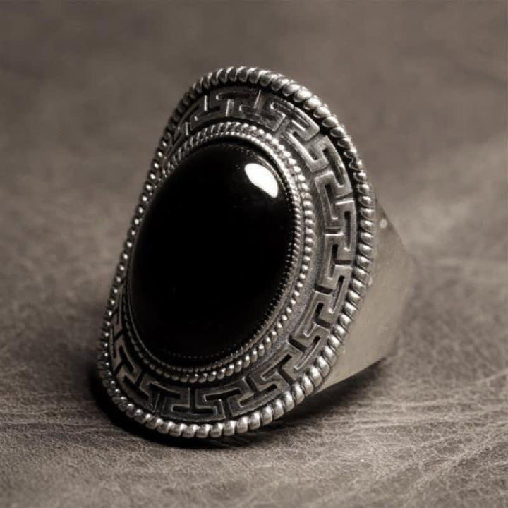 Anillo de plata para hombre con ónix negro natural de Olivenorma
