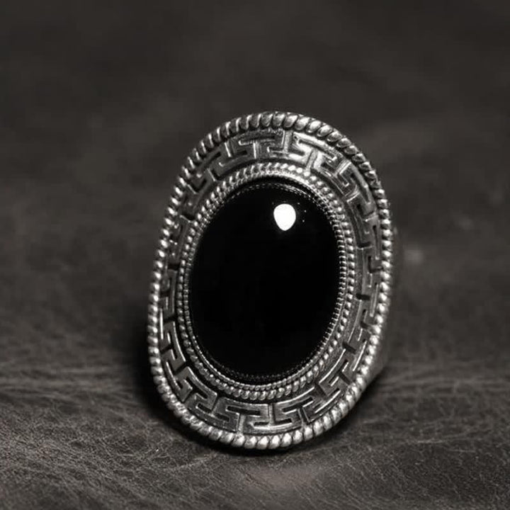 Anillo de plata para hombre con ónix negro natural de Olivenorma