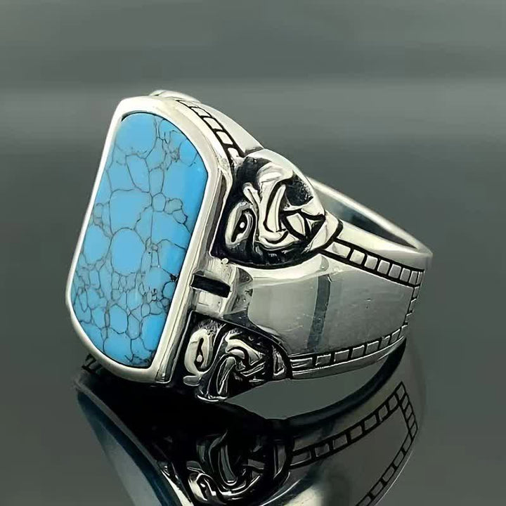 Anillo de plata hecho a mano para hombre con piedra turquesa natural de Olivenorma