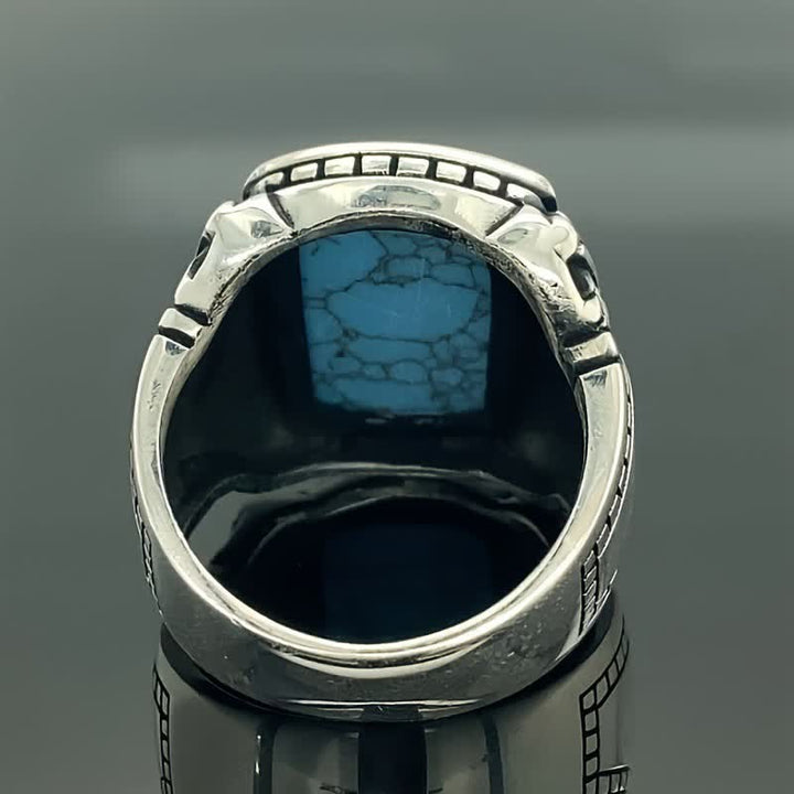 Anillo de plata hecho a mano para hombre con piedra turquesa natural de Olivenorma