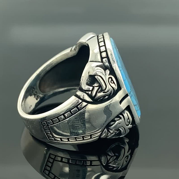 Anillo de plata hecho a mano para hombre con piedra turquesa natural de Olivenorma
