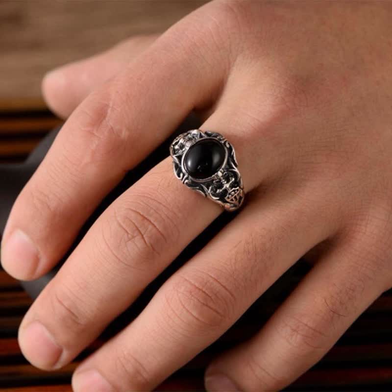 Anillo de hombre de ónix negro retro de Olivenorma