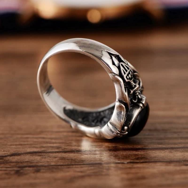 Anillo de hombre de ónix negro retro de Olivenorma