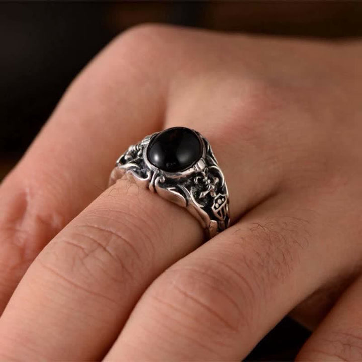 Anillo de hombre de ónix negro retro de Olivenorma