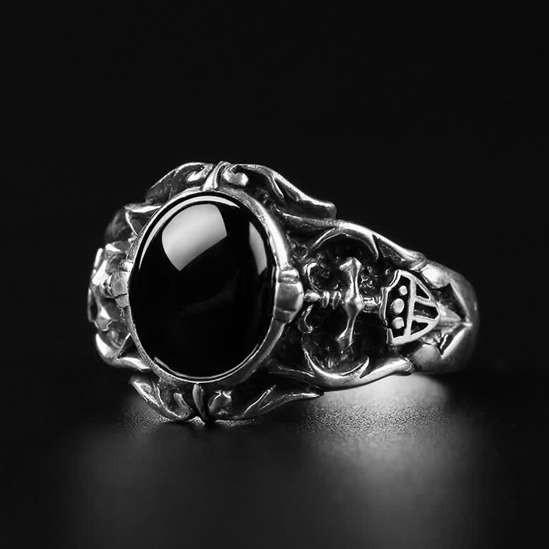 Anillo de hombre de ónix negro retro de Olivenorma