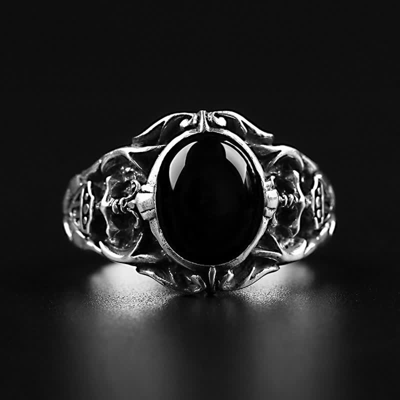 Anillo de hombre de ónix negro retro de Olivenorma