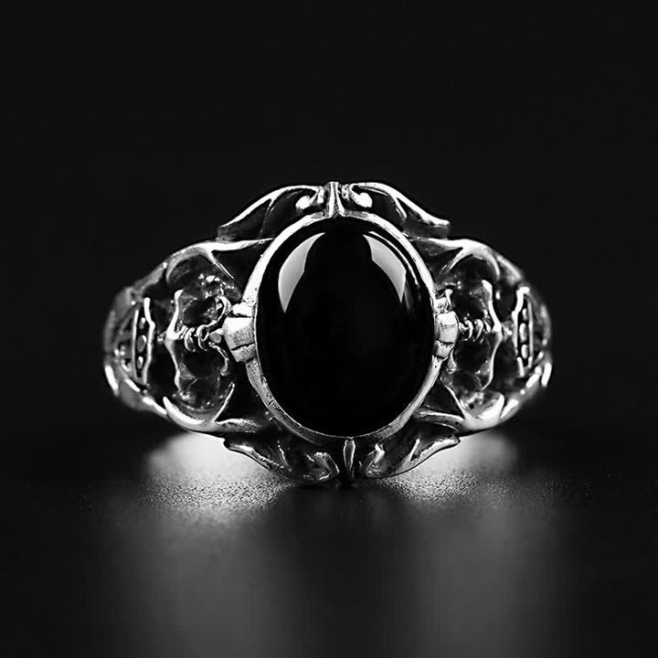 Anillo de hombre de ónix negro retro de Olivenorma