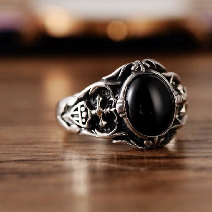 Anillo de hombre de ónix negro retro de Olivenorma