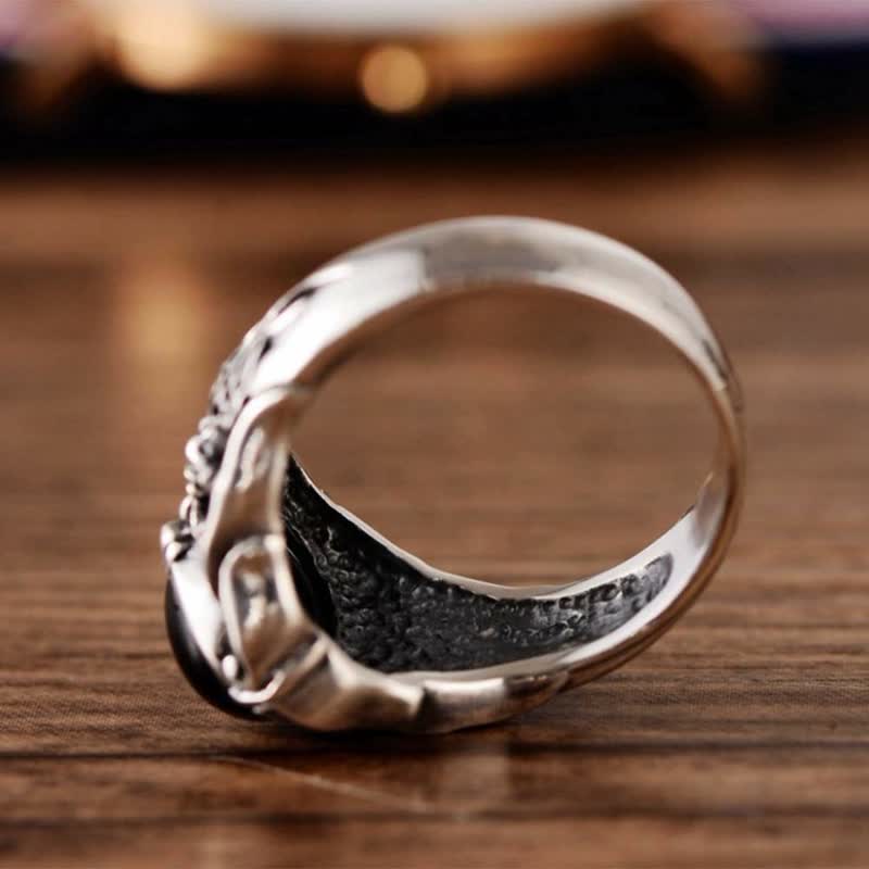 Anillo de hombre de ónix negro retro de Olivenorma