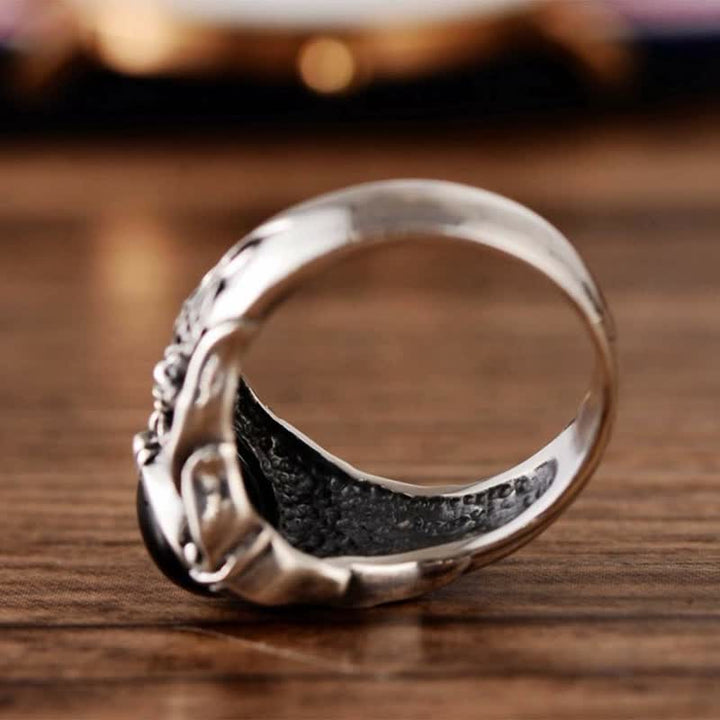 Anillo de hombre de ónix negro retro de Olivenorma