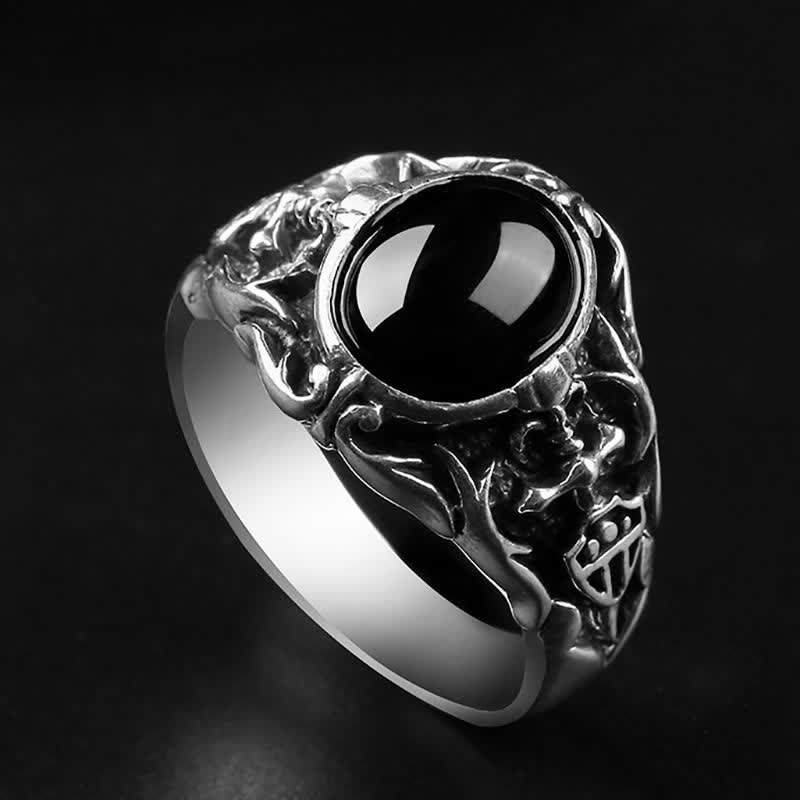Anillo de hombre de ónix negro retro de Olivenorma