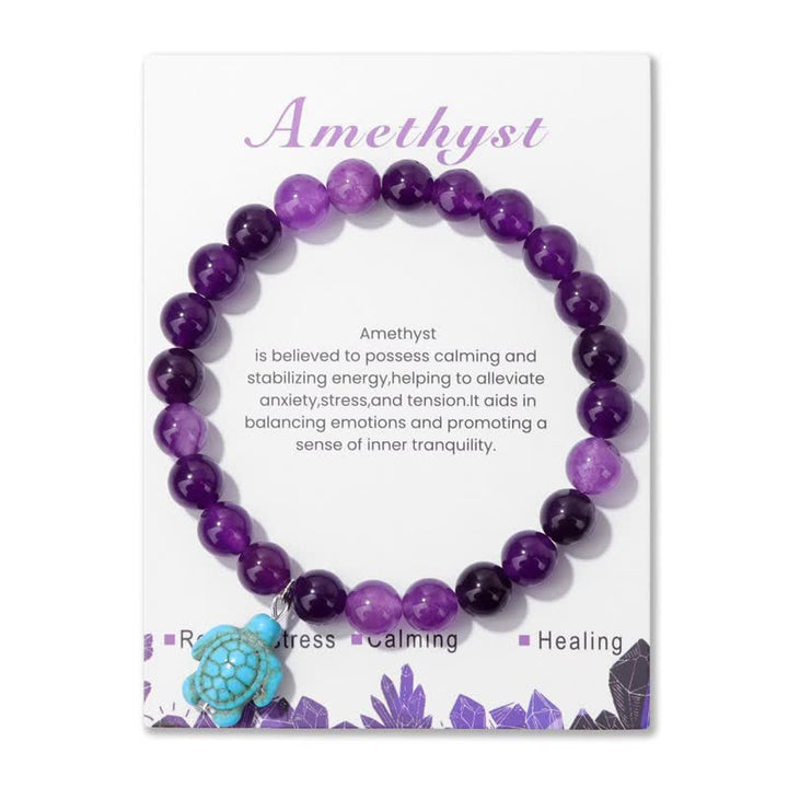 Pulsera con colgante de tortuga turquesa y piedra natural de Olivenorma 