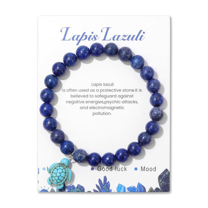 Pulsera con colgante de tortuga turquesa y piedra natural de Olivenorma 